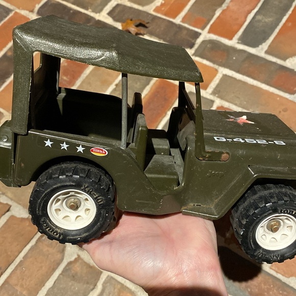 RARE Vintage TONKA  Army Military Green JEEP Truck Pressed Metal 1970's - Picture 13 of 16